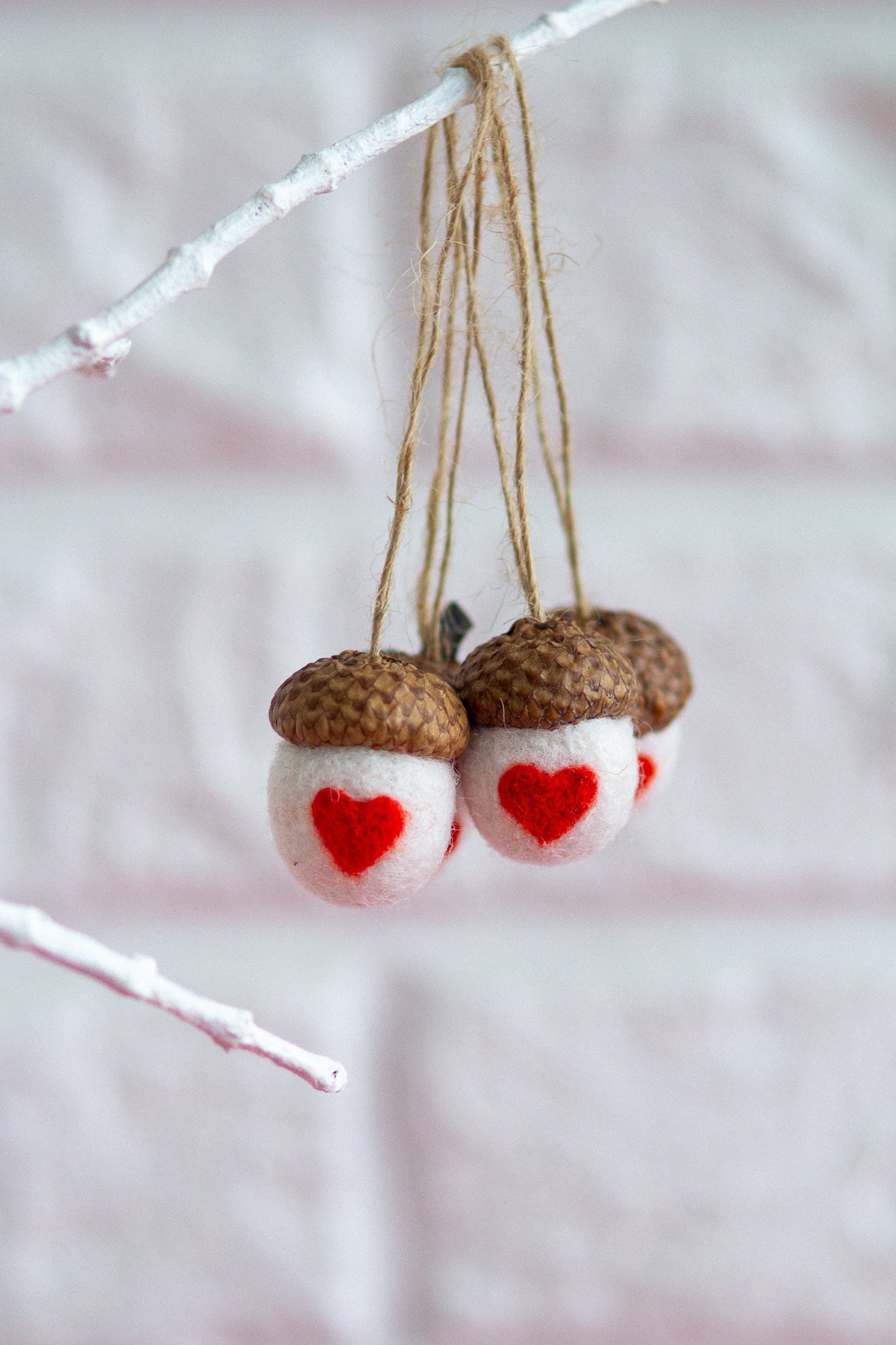 Valentine's Day Set Acorn Ornaments - WoollyFox